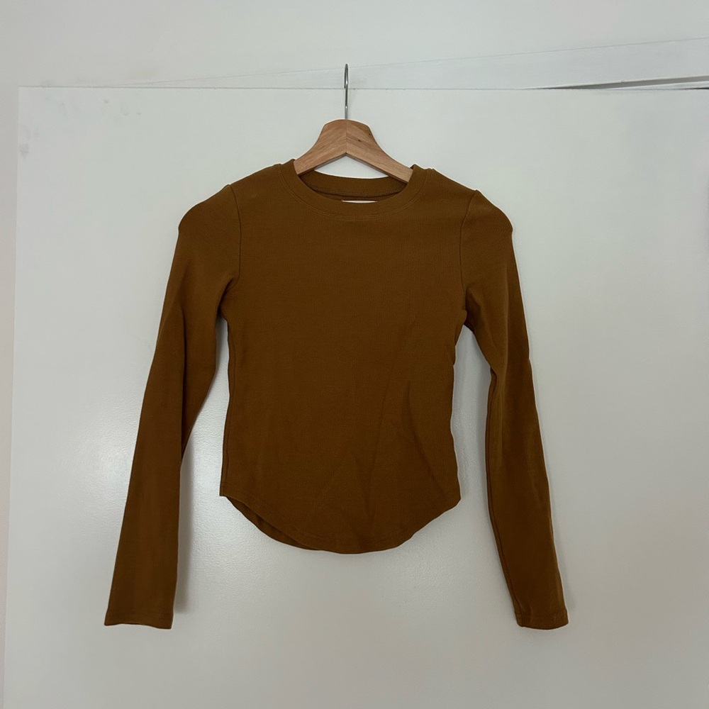Elegant Brown Long Sleeve Top
